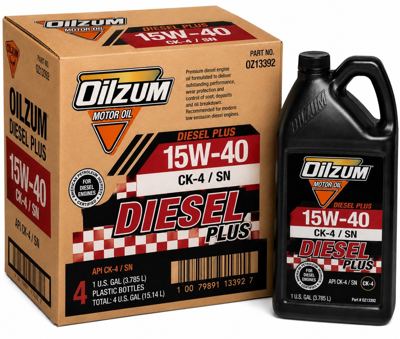 OILZUM DIESEL PLUS 15W40 4*1 GAL CASE